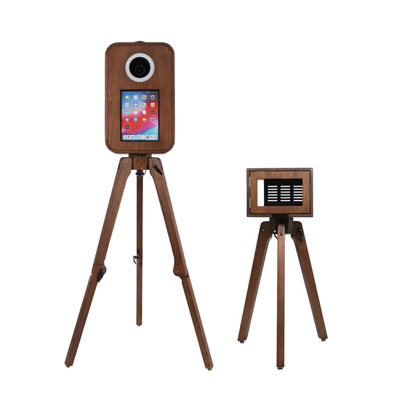 129W IPad Booth - Red Oak Vintage Wooden Photo Booth Shell for iPad