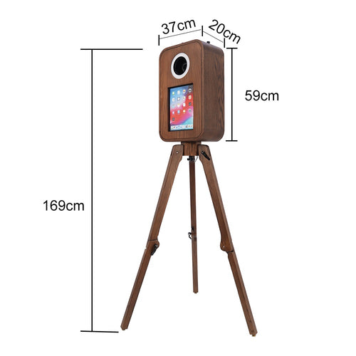 129W IPad Booth - Red Oak Vintage Wooden Photo Booth Shell for iPad