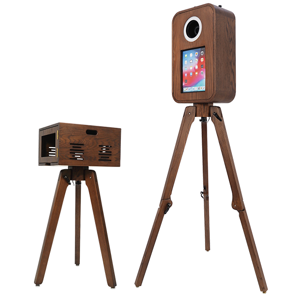 129W IPad Booth - Red Oak Vintage Wooden Photo Booth Shell for iPad