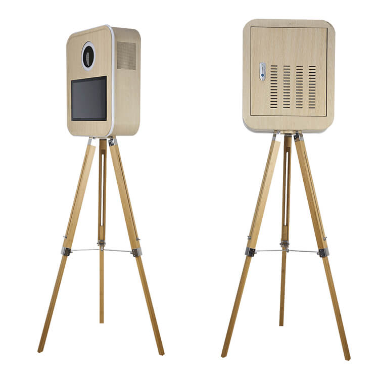 RCM-156T Photo Booth - Metal 15.6" Touch Screen Wood Grain Photobooth Kiosk