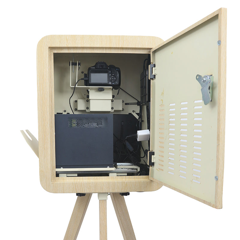 RCM-156TPRO Photo Booth - Metal Wood Style Vintage Photo Booth with Built-in Printer Tray