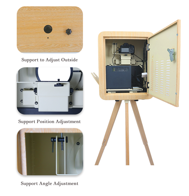 RCM-156TPRO Photo Booth - Metal Wood Style Vintage Photo Booth with Built-in Printer Tray