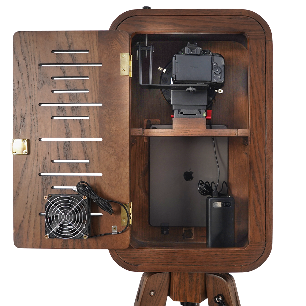 129W IPad Booth - Red Oak Vintage Wooden Photo Booth Shell for iPad