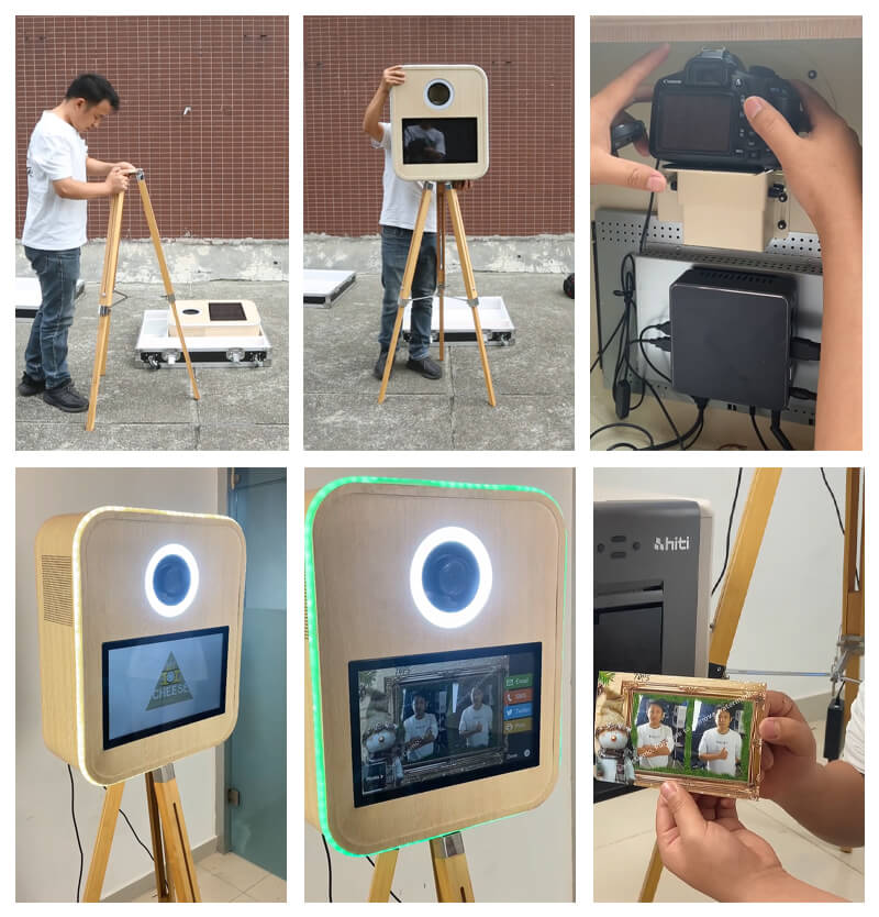 RCM-156T Photo Booth - Metal 15.6" Touch Screen Wood Grain Photobooth Kiosk