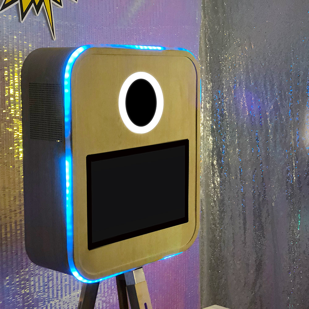 RCM-156T Photo Booth - Metal 15.6" Touch Screen Wood Grain Photobooth Kiosk